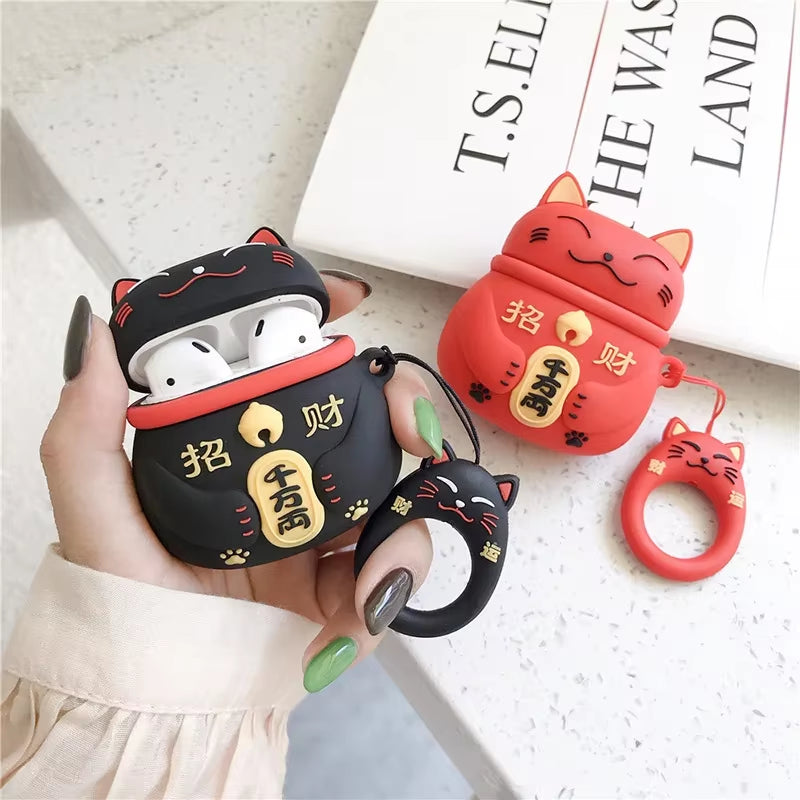 Lucky Cat Lovely Case for Airpods Pro 2 Japanese Style Earphone Case for Apple Airpods 1 2 3 Cover for Airpods Pro 2 Case
