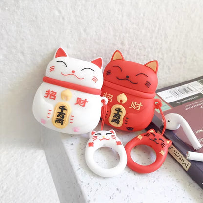Lucky Cat Lovely Case for Airpods Pro 2 Japanese Style Earphone Case for Apple Airpods 1 2 3 Cover for Airpods Pro 2 Case